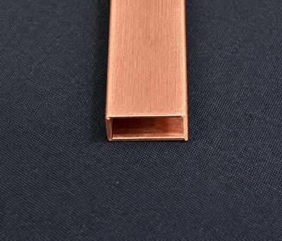 Brushed copper U profile, end view from above — Copper Profile · Architectural Profiles