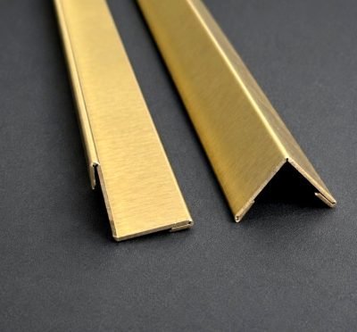 Custom L profiles in brushed brass finish