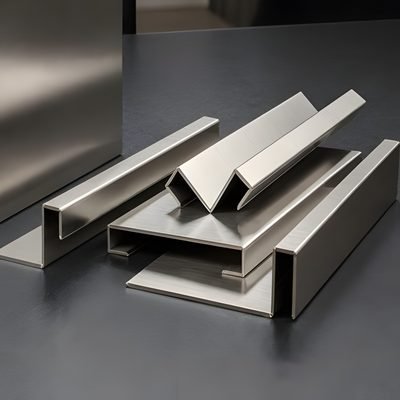Assorted custom stainless steel profiles: channels, angles and Z sections