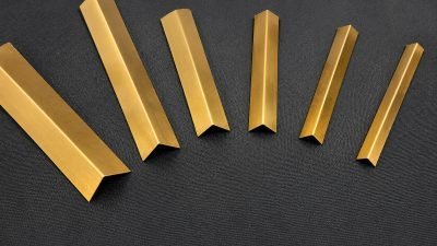 L profiles in brushed brass, five sizes — L Profile · Architectural Profiles
