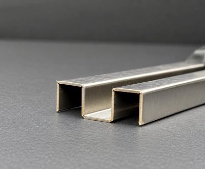 Illustration: M-shaped stainless steel profiles, brushed finish