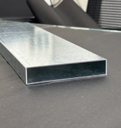 Rectangular stainless steel pipe section, brushed finish