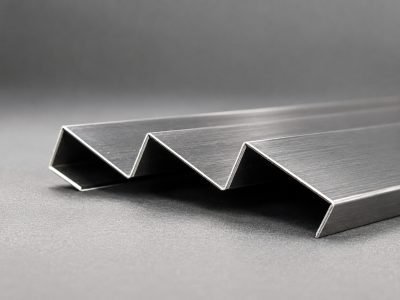 Stepped highlighter strips in black and stainless finishes
