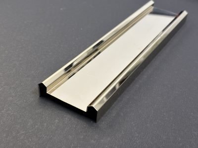 Tile highlighter strip in mirror stainless steel