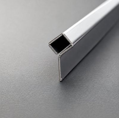 Stainless steel tile highlighter strip, end view
