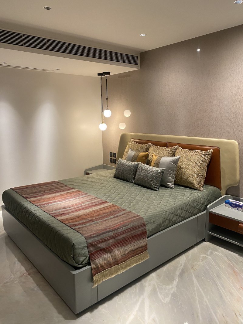 Metal trim detailing on a bedroom wardrobe
