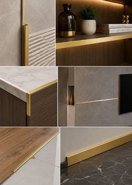 Solid brass architectural profile stock