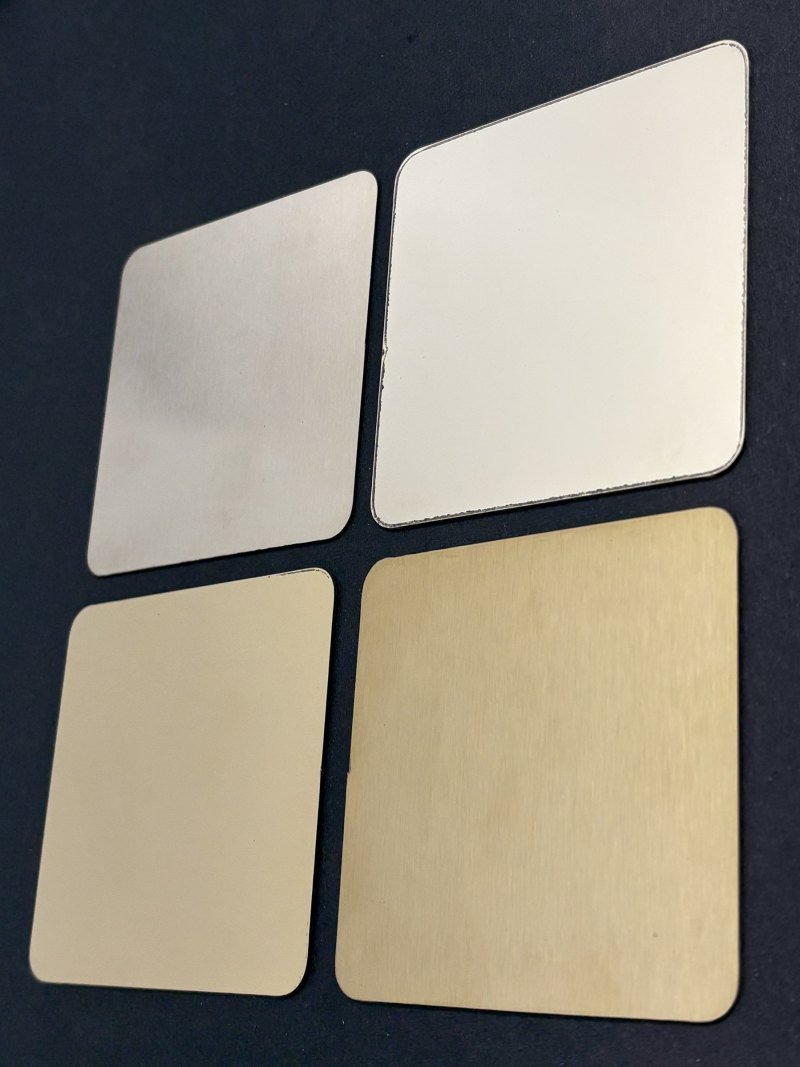 Brushed and mirror stainless steel finish sample squares
