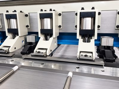 Pneumatic clamps of the CNC V-grooving machine