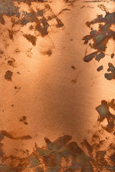 Copper sheet with a patina finish