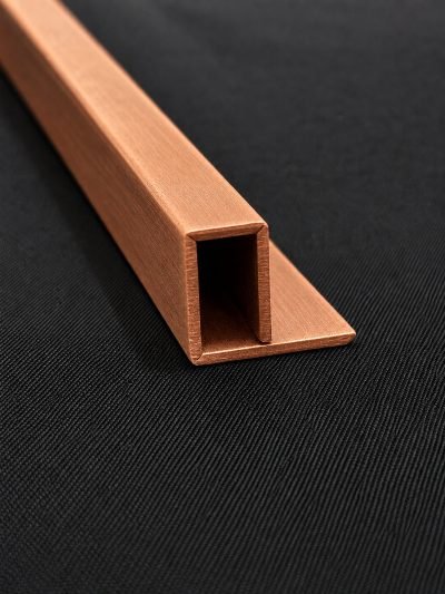 Brushed copper box profile with a side flange — Copper Fabrication · Custom Fabrication