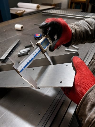 Illustration: measuring a prototype sheet metal part