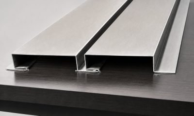 Inter-lock panel system, panel with clip edges, end view