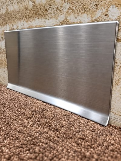 Skirting profile in brushed stainless steel, sample