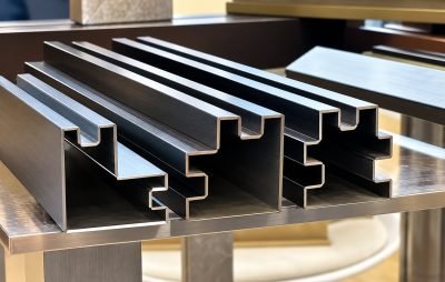 Custom glass housing profiles in brass and stainless finishes