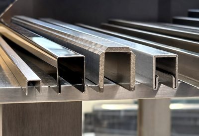 Stainless steel U and channel profiles with sharp V-grooved corners