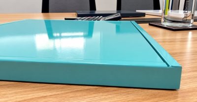Kitchen shutter in teal finish, close view — Kitchen Shutters · Kitchen & Furniture
