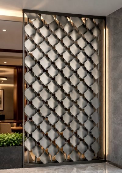 Exposure adjustment shingles in a quatrefoil pattern, feature wall