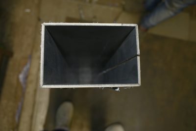 A rectangular baffle section, end view — Metal Baffle Ceiling · Metal Ceilings