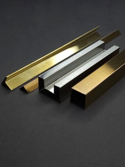 Custom profiles in brass and stainless steel, V-grooved sharp