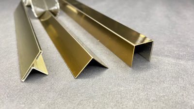 L and U profiles in gold PVD and stainless steel — Custom L Profile · Architectural Profiles